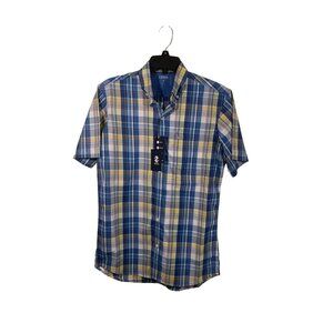 IZOD SS Clas Breeze Bright Cobalt Plaid Shirt S - Stretch Quick Dry & Moisture W